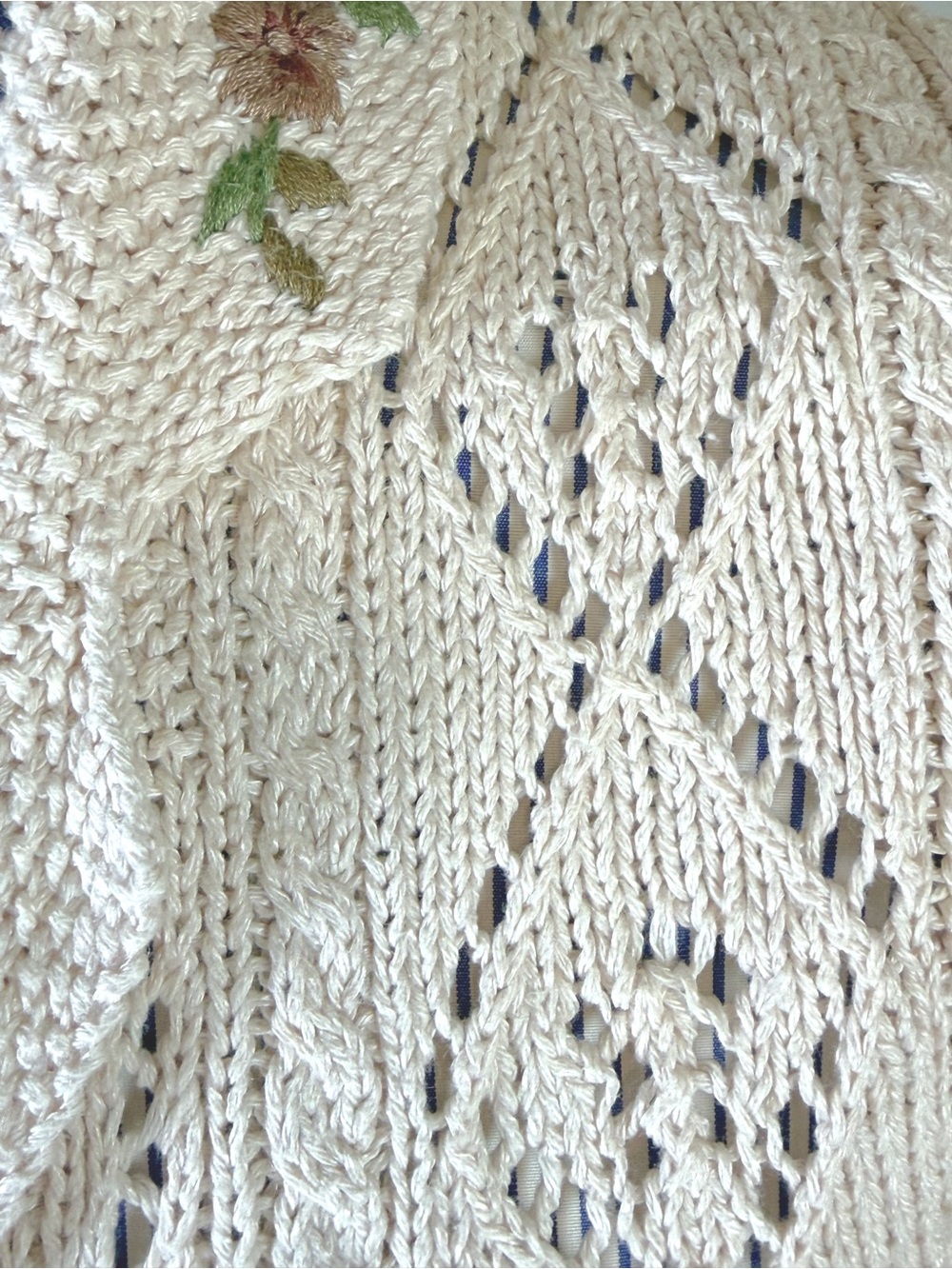 Vintage 90s Ralph Lauren Hand Knit Vest Linen Cotton PS Embroidered Cottagecore - Picture 7 of 13